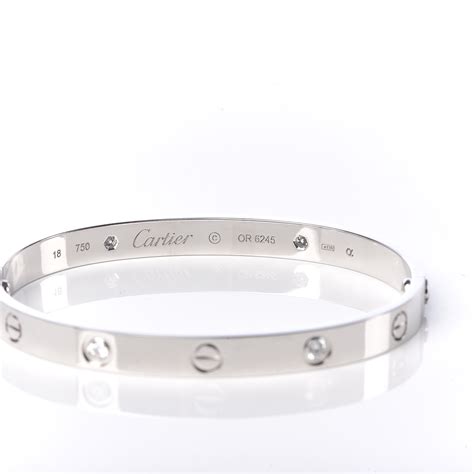 cartier 18k white gold love bracelet with 4 diamonds|cartier love bracelet screwdriver gold.